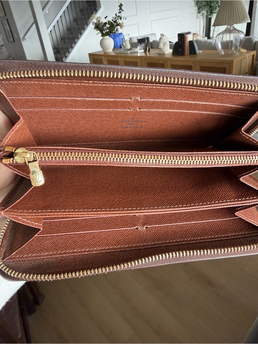 Louis Vuitton Monogram Zip Wallet in Brown and Gold-Tone - Picture 6 of 8